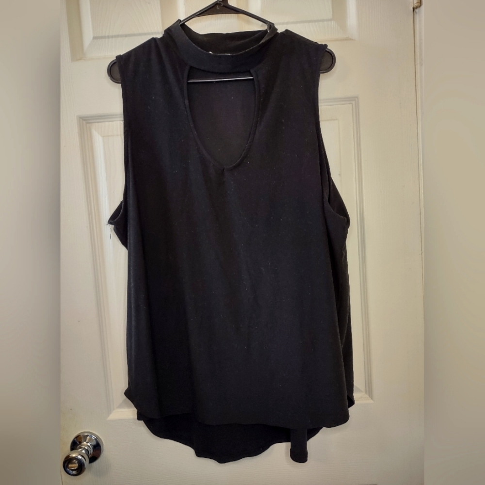 Sleeveless Turtleneck Cutout Blouse